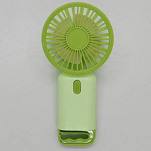 Портативний ручний міні-вентилятор Multi Fan RL-07 на акумуляторі з гачком-підставкою, зелений