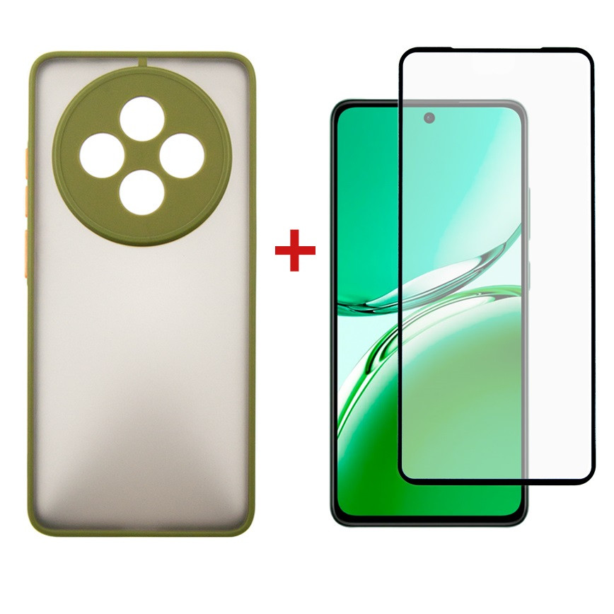 Чохол-накладка Dengos для Oppo Reno 12 F/FS Olive (DG-KM-110) + захисне скло, прозорий, силіконовий, фото 1