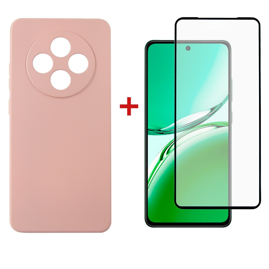 Чохол-накладка Dengos для Oppo Reno 12 F/FS Pink (DG-KM-116) + захисне скло, силіконовий, рожевий, фото 1