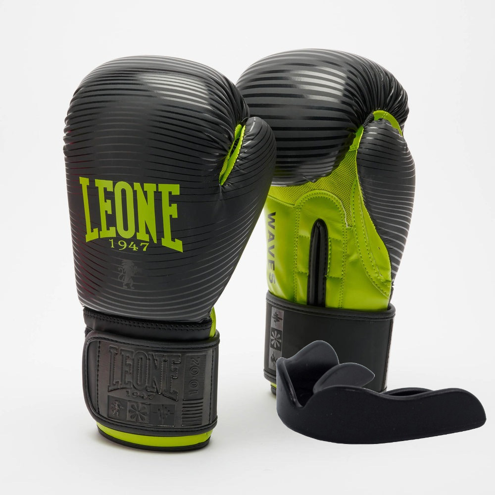 Боксерські рукавиці Leone GN313 WAVES Black 12 унцій (капу в комплекті), фото 1