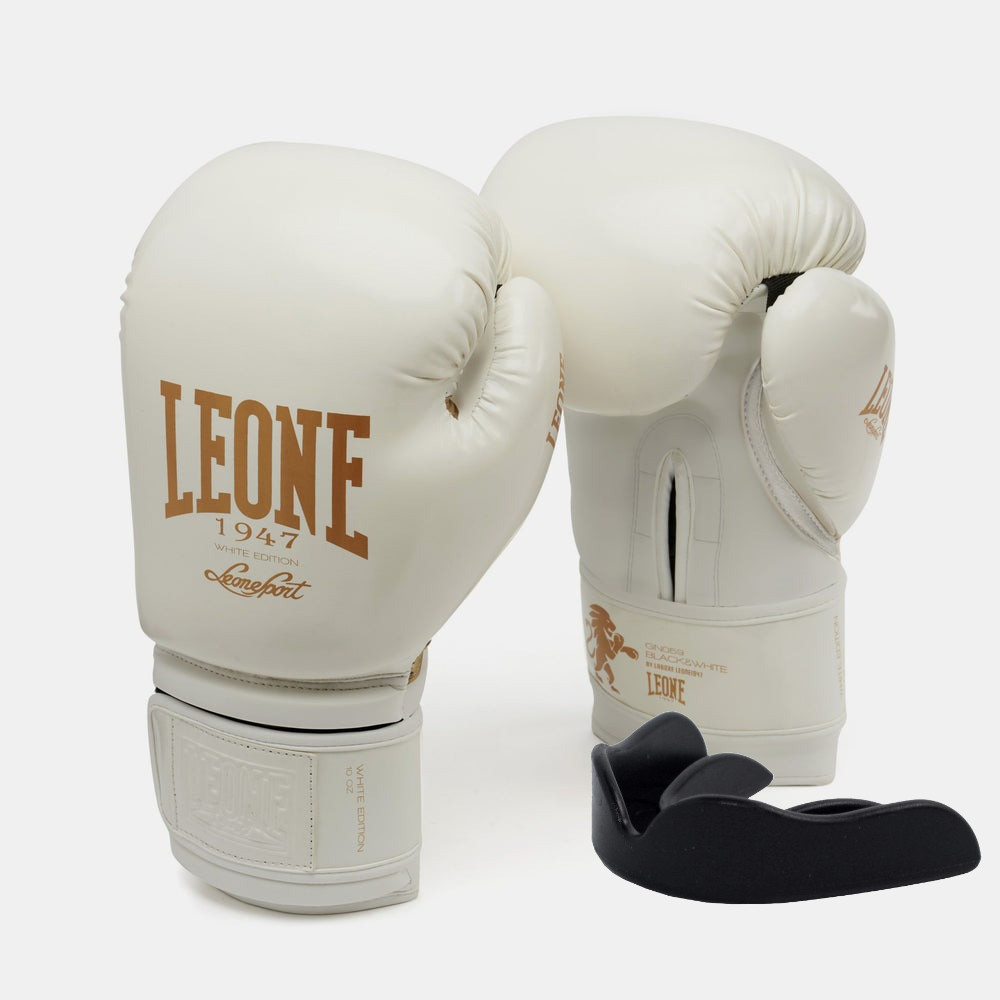 Боксерські рукавиці Leone GN059W White/Gold 14 унцій (капу в комплекті), фото 1