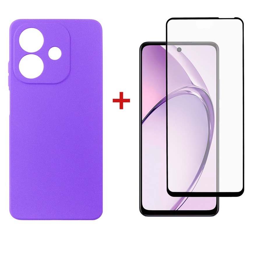 Чохол-накладка Dengos для Oppo A3 Purple (DG-KM-113) + захисне скло, силіконовий, фіолетовий, фото 1