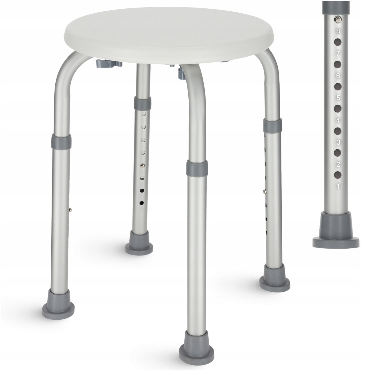 Стілець-табурет 4FIZJO для ванної та душу, регульований White/Grey (P-5905973403382)
