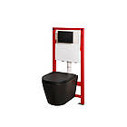 Комплект інсталяції KOER Bevel-Set-2101 с унітазом MIXXUS кнопка чорна 250934 MP6669, фото 6