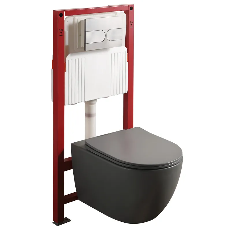 Комплект інсталяції KOER Ellipse-Set-2101 с унітазом MIXXUS кнопка графітова 250936 MP6668, фото 1