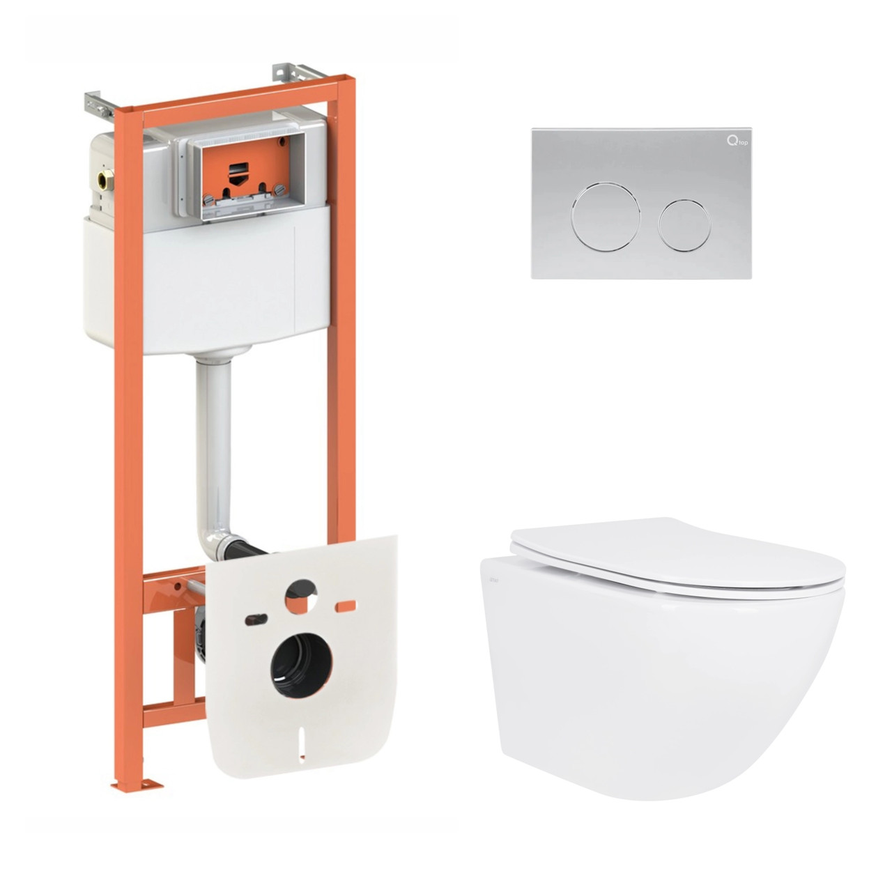 Комплект інсталяції Q-TAP Nest&Jay с унітазом Q-TAP кнопка сатин 253367 QT07335175W48189, фото 1
