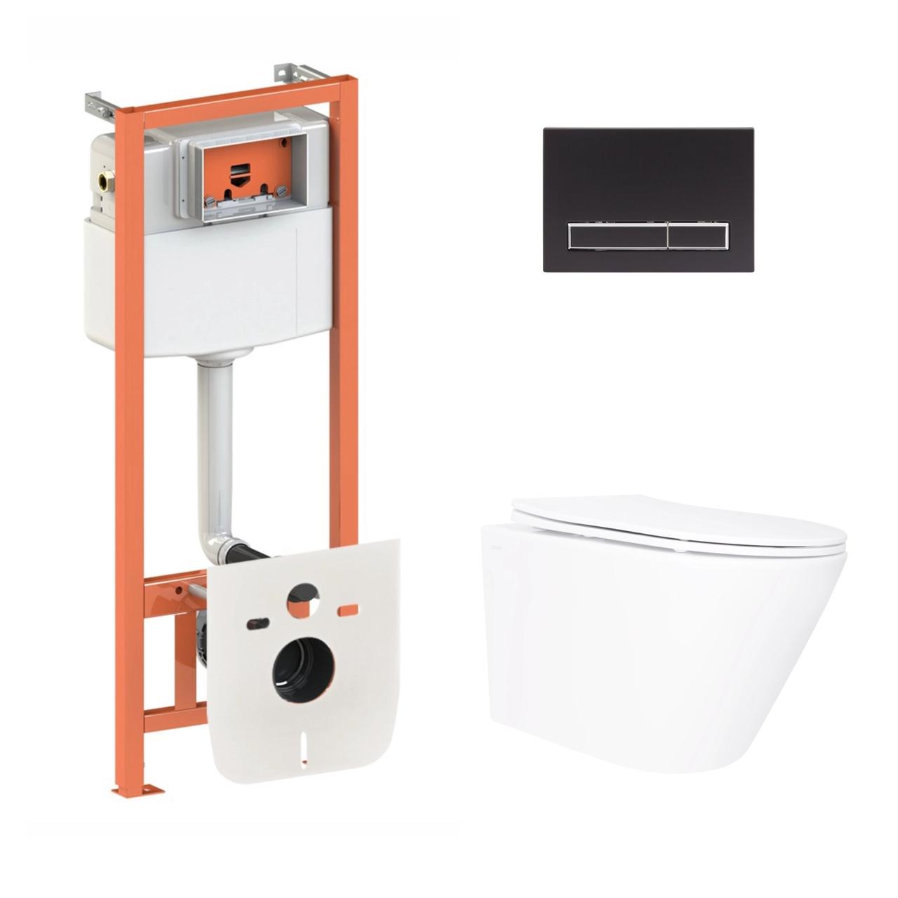 Комплект інсталяції Q-TAP Nest&Swan с унітазом Q-TAP кнопка чорна 253375 QT16335180W48197, фото 1