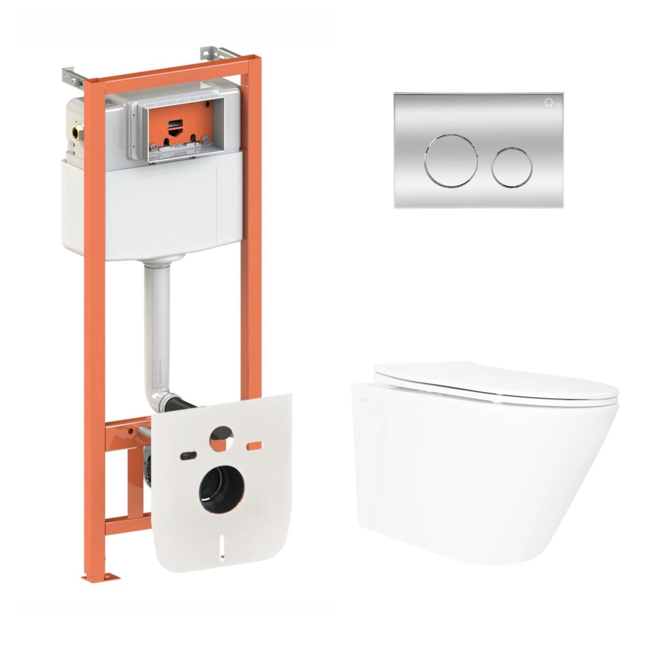 Комплект інсталяції Q-TAP Nest&Swan с унітазом Q-TAP кнопка хром 253381 QT16335180W48203, фото 1