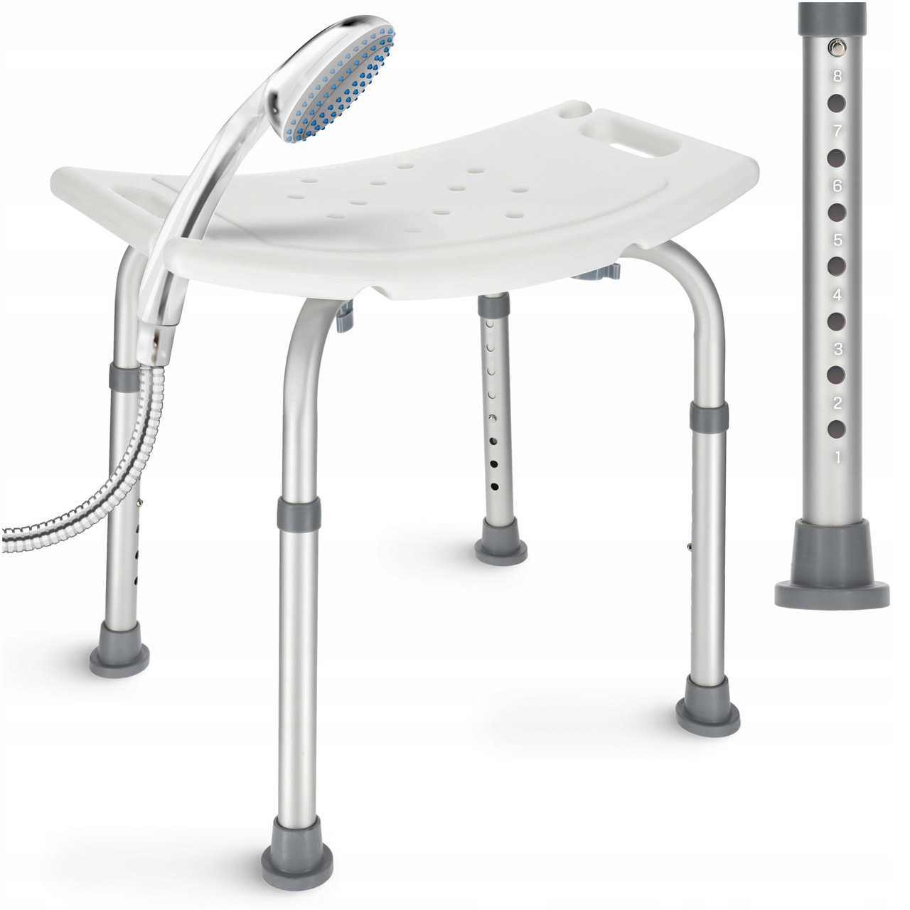 Стілець-табурет 4FIZJO для ванної та душу, регульований White/Grey (P-5905973403399), фото 1