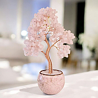 Дерево Любові з Рожевого Кварцу з Мідним Дротом - Енергетичний Декор для Дому та Офісу