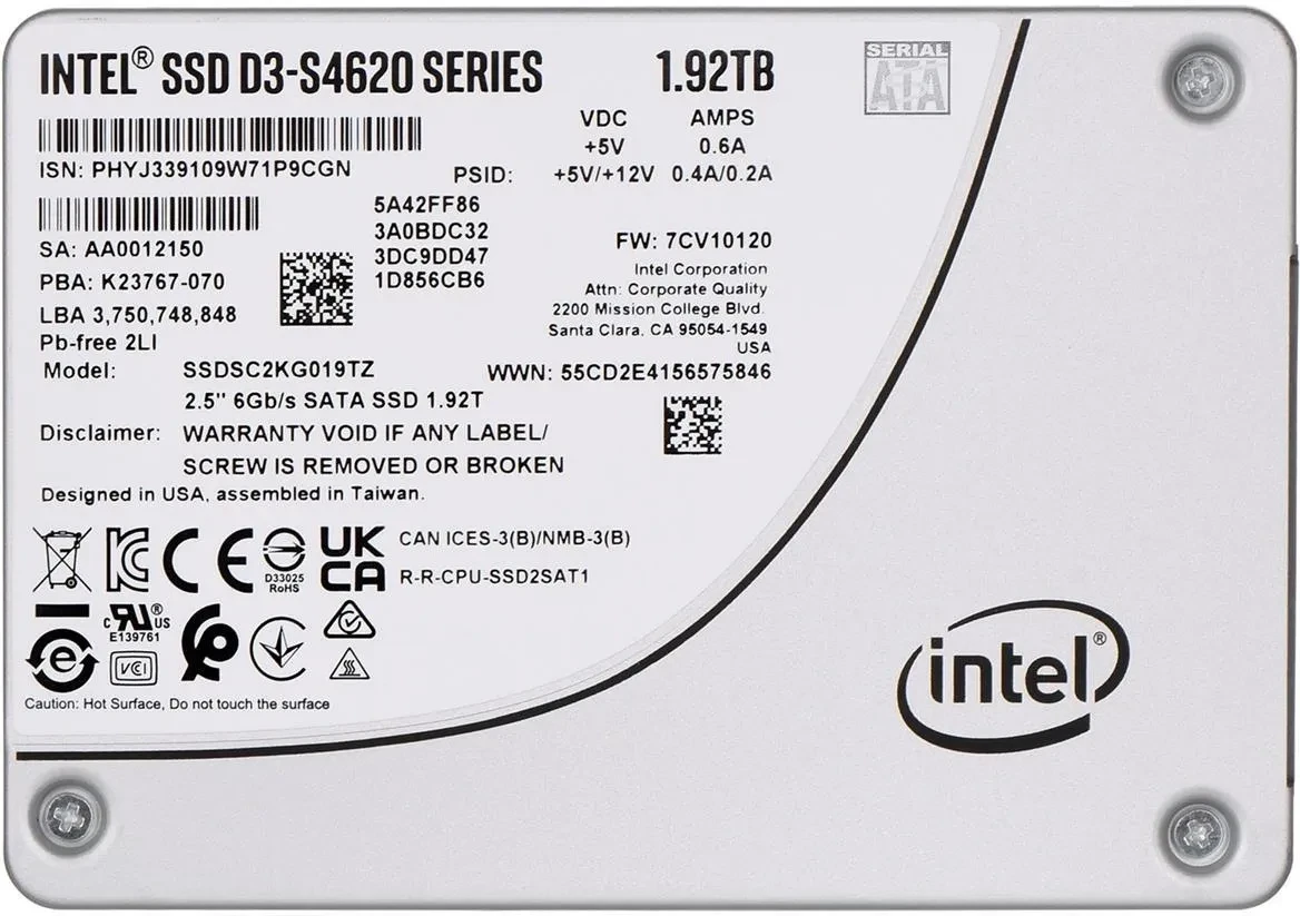 Intel Ssd D3-S4620 1.92Tb 2.5'' Sata 6Gb/S 3D4 Tlc | (SSDSC2KG019TZ01), фото 1