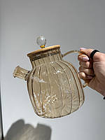 767-10 Чайник-заварник обємом 1,5 л Yantar 3 з бамбуковою кришкою з боросилікатного скла., фото 2