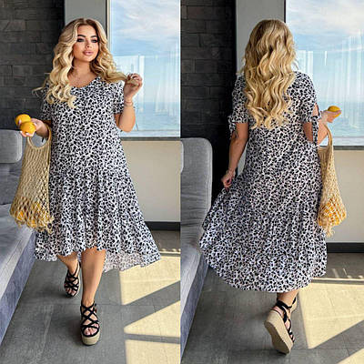 Сукня жіноча літня прогулянка в квіточку зі штапелю батал