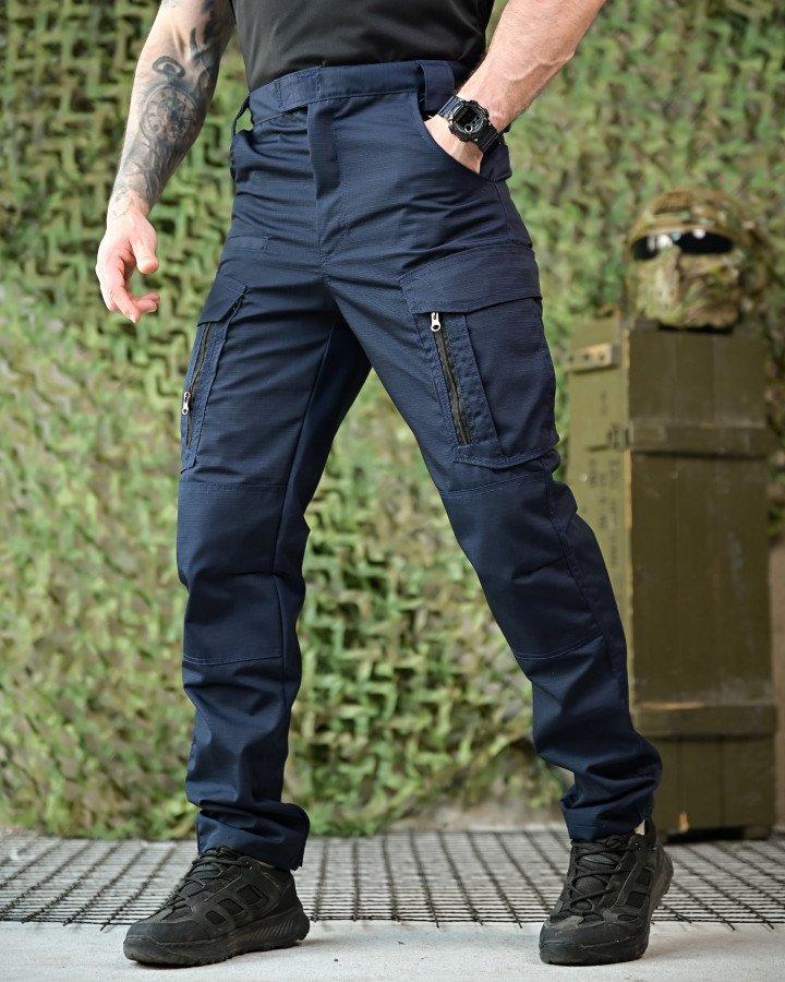 Польовийні штани сині Armagedon для ДСНС з манжетами та хлястиками ПП7566 ТМ, фото 1
