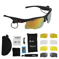Захисні тактичні окуляри Daisy з блютуз гарнітурою 5.0 з навушниками з поляризацією + 4 комплекти лінз .solve
