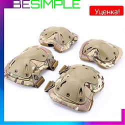 УЦІНКА! Вирвано застібку Набір тактичного захисту налокітники та наколінники Eagle KN-04 Black