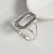 Каблучка жіноча срібна масивна з грецьким орнаментом без каменів