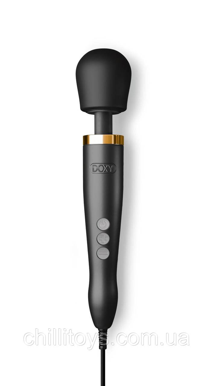 Преміальний вібромасажер DOXY Die Cast матово-чорний, з покриттям із 24-каратного золота, фото 1