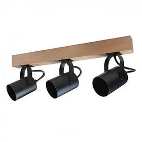Світильник настінно-стельовий бра ETRON WoodLine Spot GU10 3x35Вт натуральний/чорний 1-EDR-8604