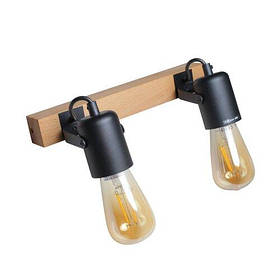 Світильник настінно-стельовий бра ETRON WoodLine Spot E27 2x40Вт натуральний/чорний 1-EDR-8202