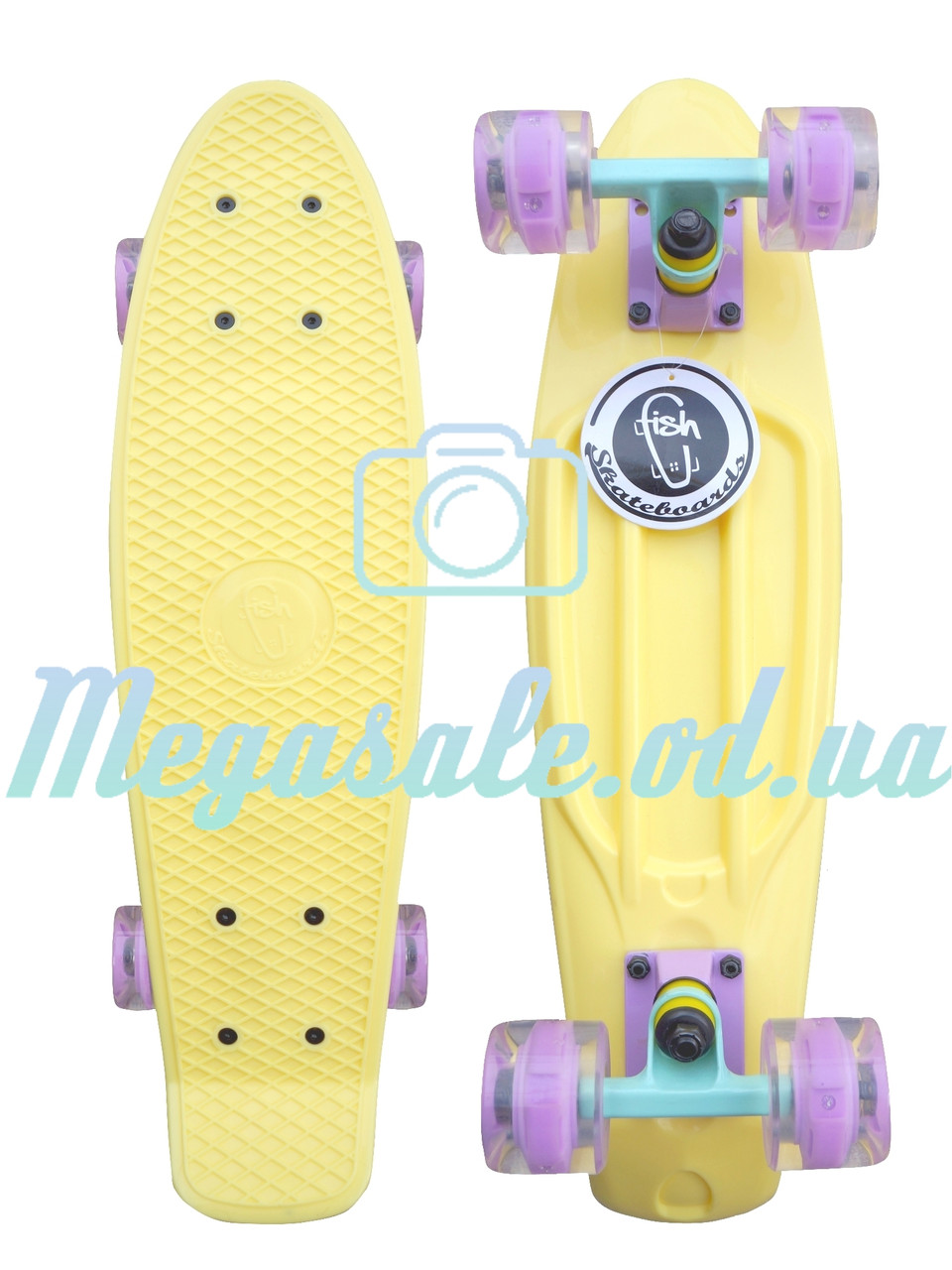 Cкейт пенни борд Fish (Penny Board) пенни Pastels Siries "Пастельные оттенки": светящиеся колеса, 3 цвета - фото 2 - id-p468534324