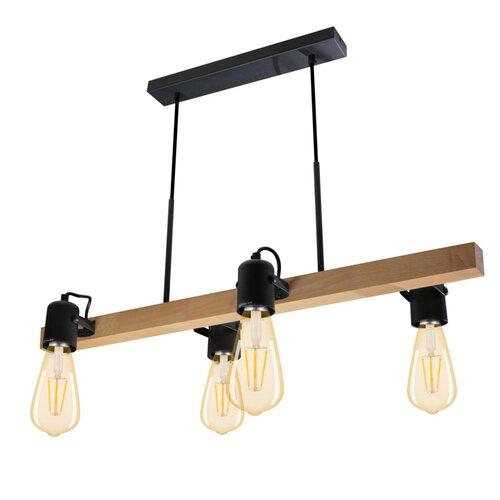 Світильник підвісний люстра ETRON WoodLine Spot Е27 4x40Вт натуральний/чорний 1-EDR-8206, фото 1