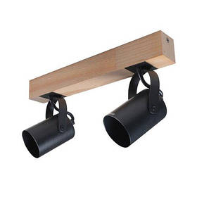Світильник настінно-стельовий бра ETRON WoodLine Spot GU10 2x35Вт натуральний/чорний 1-EDR-8602