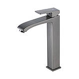 Високий змішувач для умивальника FRAP F1076-29, латунь, збройова сталь, фото 2