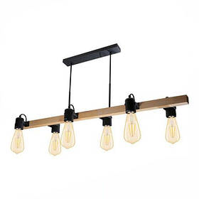 Світильник підвісний люстра ETRON WoodLine Spot Е27 6x40Вт натуральний/чорний 1-EDR-8208