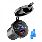 Врізна розетка USB в авто QC3.0 (швидка зарядка) + PD Type-C 12-24v з вольтметром