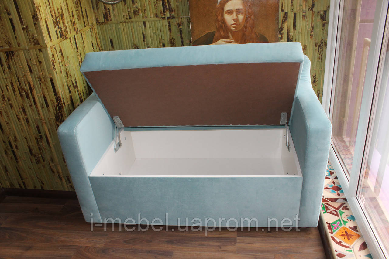 Лавка мягкая на кухню (Голубая) на заказ. Размеры и материал на выбор!