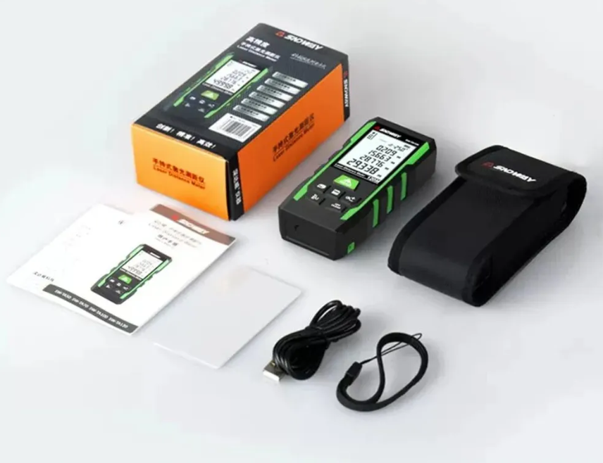 Багатофункціональна акумуляторна лазерна рулетка-далекомір SNDWAY H-D510G + кутомір, фото 1