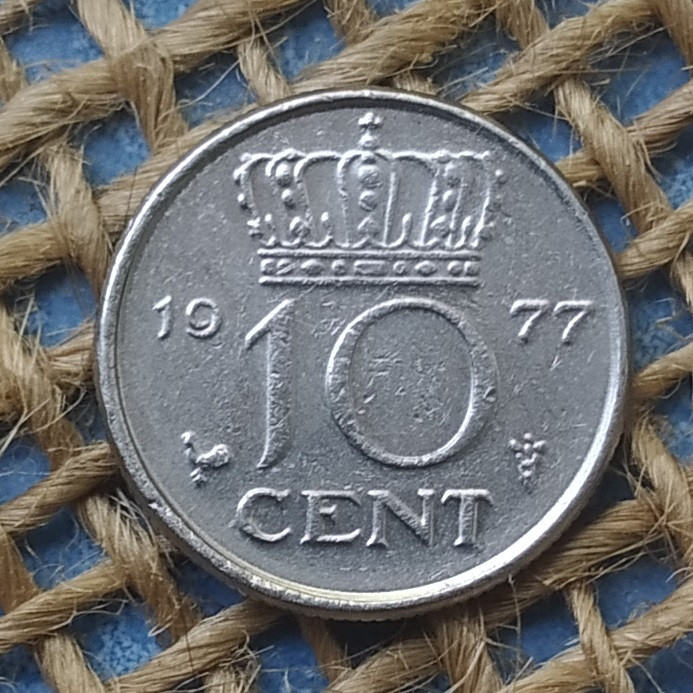 10 центiв 1977 року. Нiдерланди, фото 1
