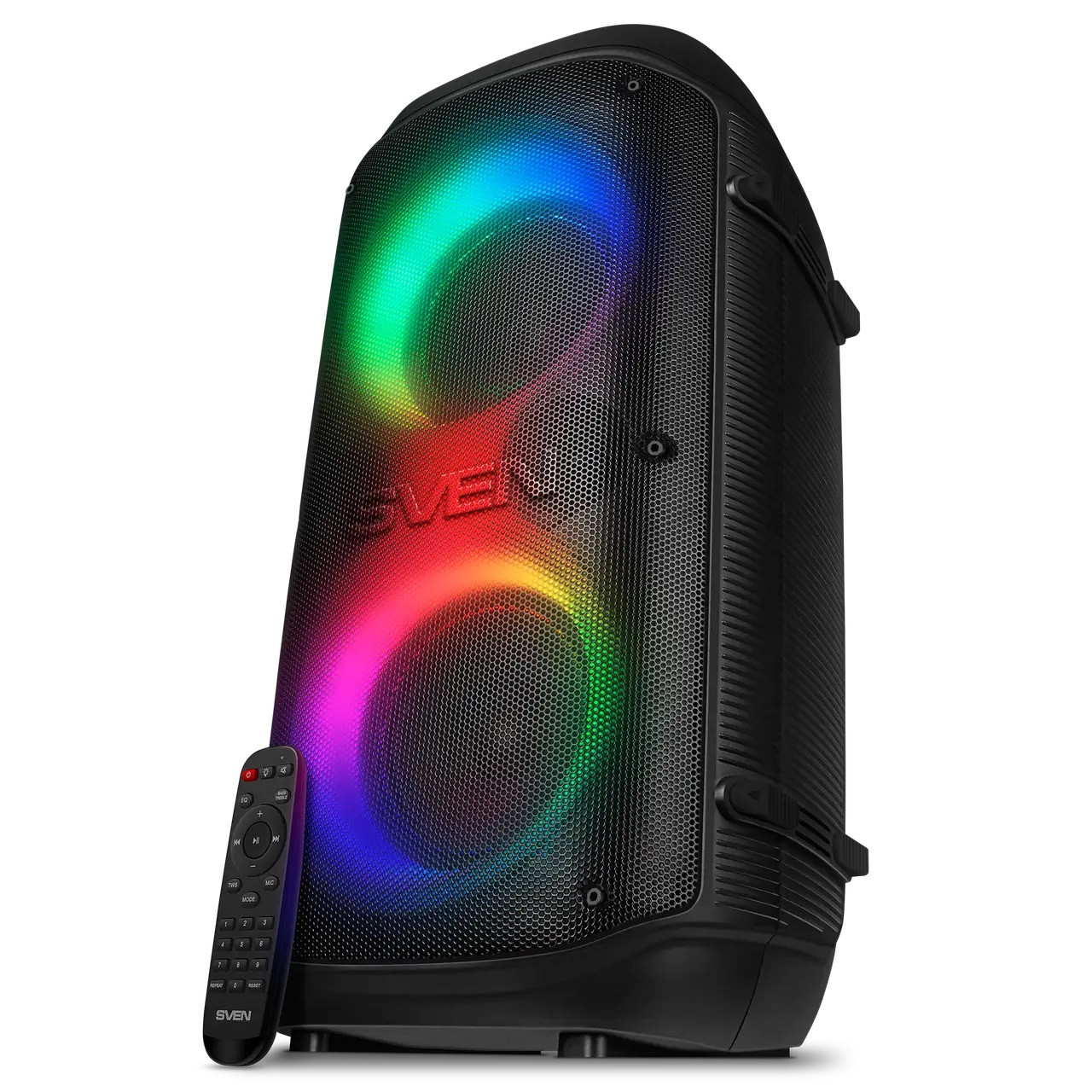 Портативна акустична система Sven PS-800 100 Вт, Bluetooth, TWS, FM-радіо, RGB-підсвітка, караоке Black
