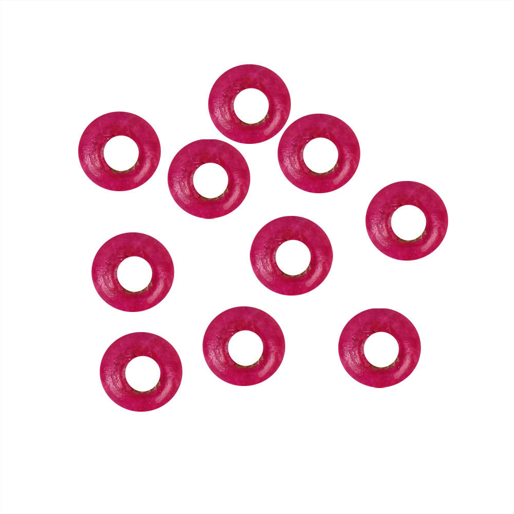 Бусина дерев'яна кругла Ø10 мм, рожева фуксія, для макраме та рукоділля, 10 шт., фото 1