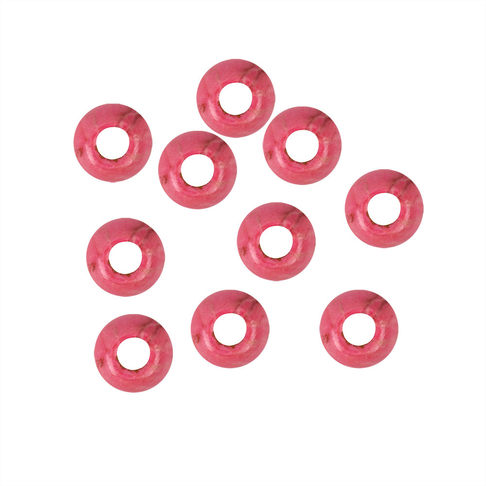 Бусина дерев'яна кругла Ø10 мм, пудрова, для макраме та рукоділля, 10 шт., фото 1