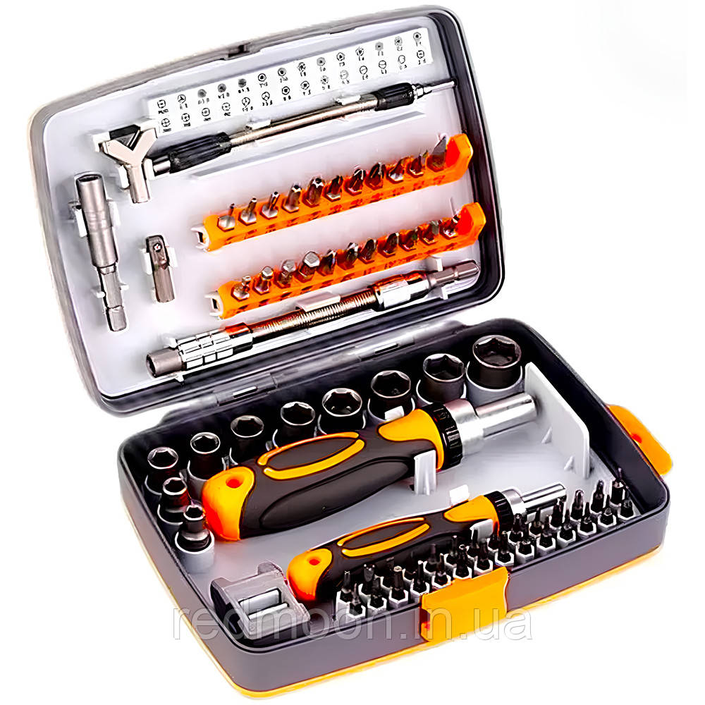Набір викруток з тріскачкою на 68 предметів у кейсі, Torx RATCHET / Викрутка з бітами / Викрутка з насадками, фото 1