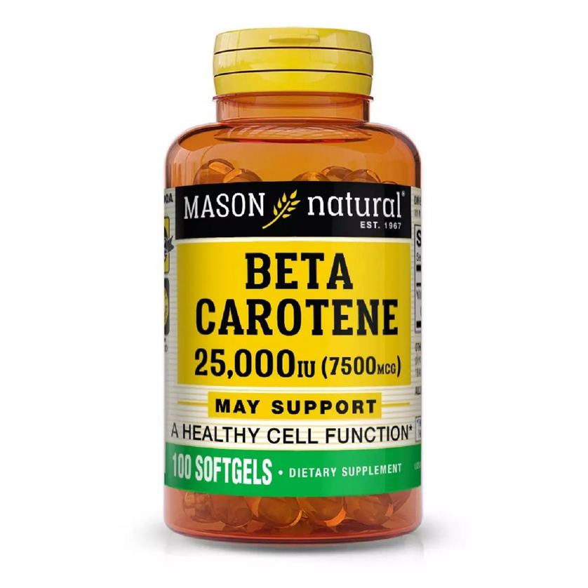 Бета-каротин 25000 МО, Beta Carotene, Mason Natural, 100 гелевих капсул