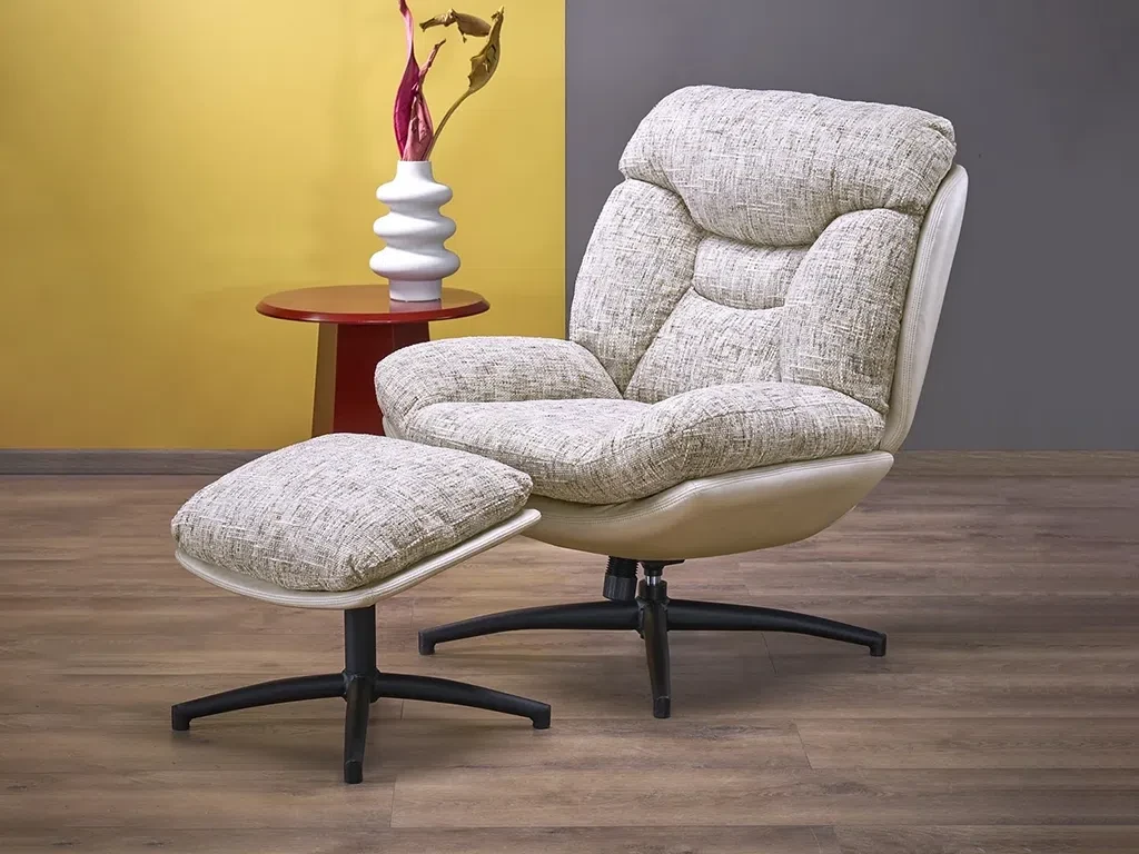 Крісло з підніжкою Kronos, бежевий/чорний, фото 1