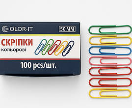 Скріпки 50мм. 100шт. кольорова Color-it 650