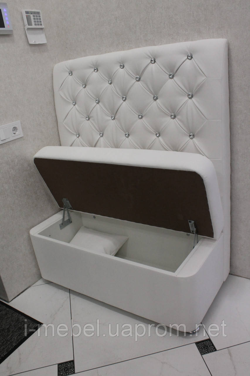 Лавка мягкая на кухню или в прихожую со стразами белая на заказ ...