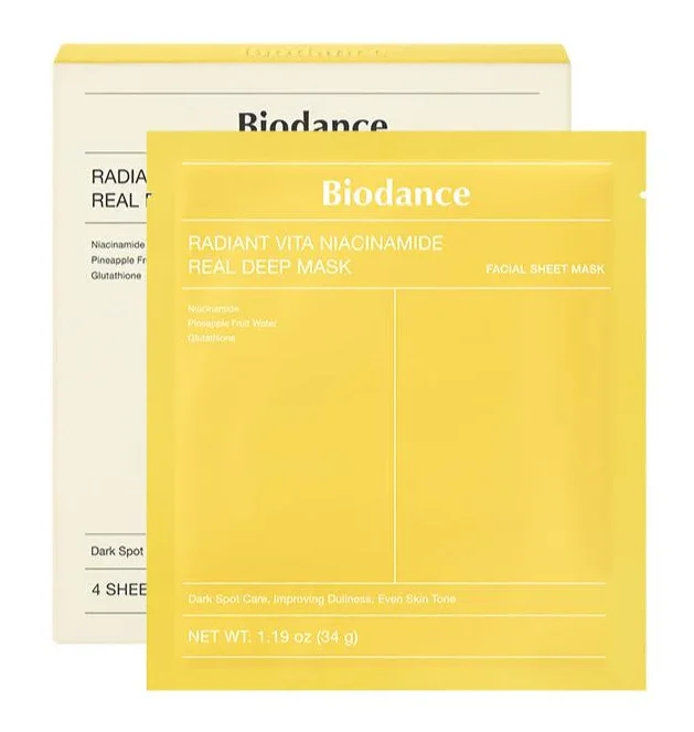 Нічна вітамінна гідрогелева маска Biodance Radiant Vita Niacinamide Real Deep Mask