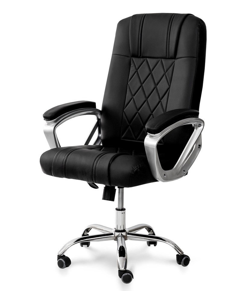 Комп'ютерне крісло Міррор чорне, екошкіра, хром ніжки, ТМ Мікс Мебель