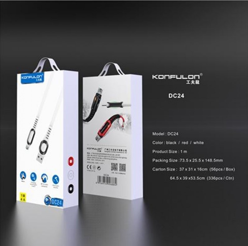 Кабель USB-MicroUSB DC24 Konfulon 1 м, 4 А YU227