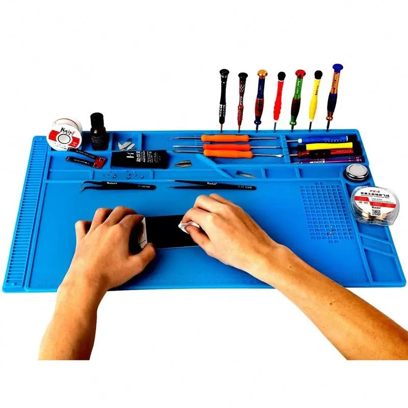 Килимок із магнітними осередками силіконовий термостійкий 55x35 см для паяння S-180, фото 1