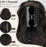 Штучний хвіст хвилястий шиньйон на крабі з утяжкою дуже темно коричневий 76,2 см, фото 3