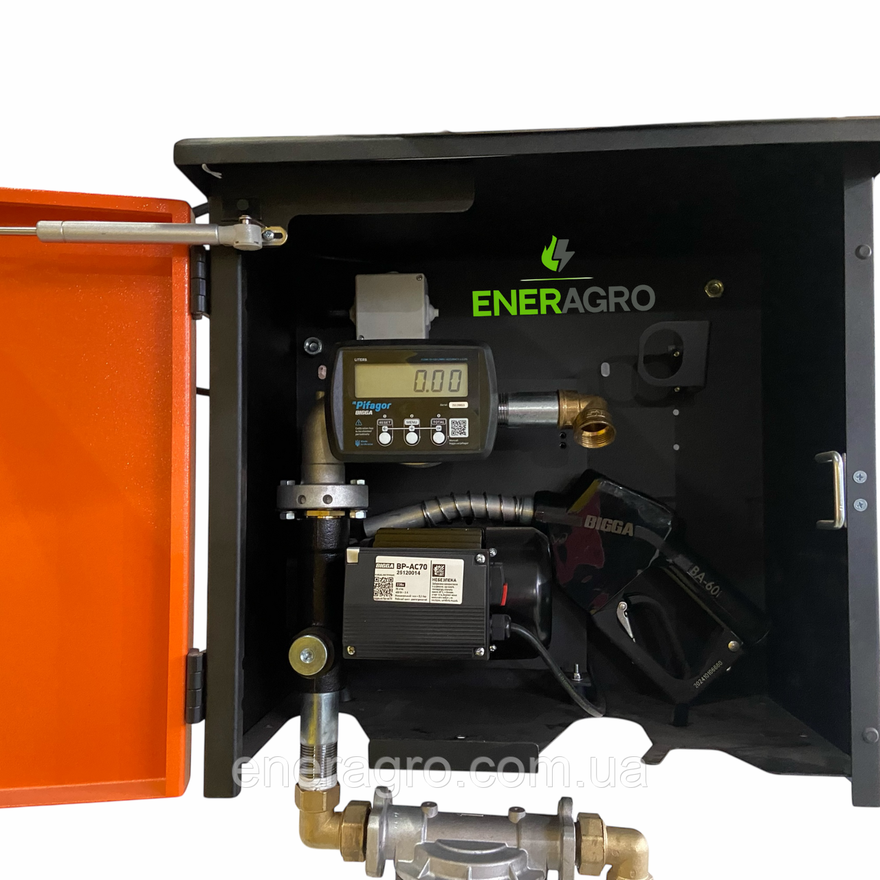 Міні АЗС заправна станція для перекачування ДП 220 В 70 л/хв з електронним лічильником Pifagor в ящику, фото 1