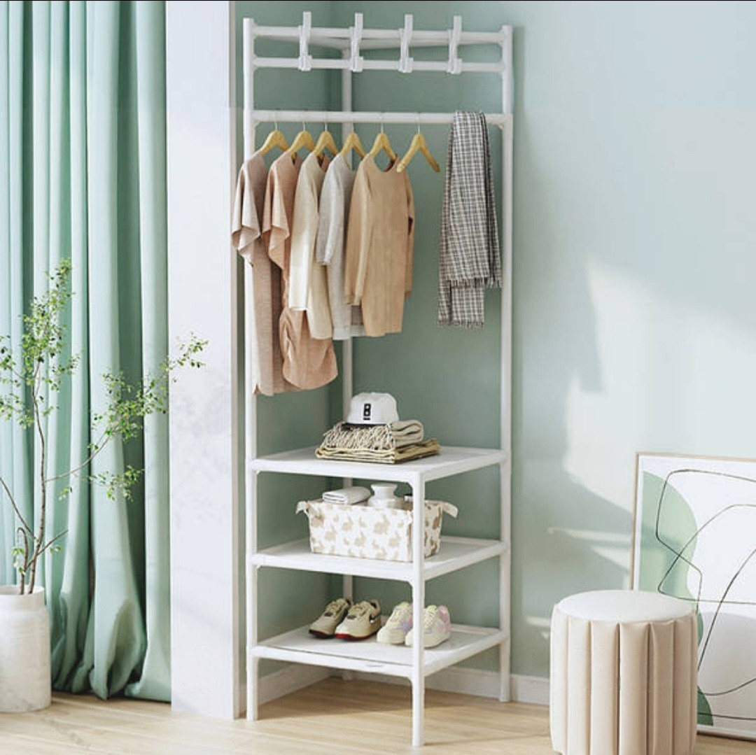 Кутова вішалка для одягу (170х43х43 см), Corner coat rack, білий