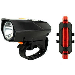 Велоліхтар та задній стоп-сигнал від USB, BSK-178-1-XPG / Акумуляторний велоліхтар на кермо / Велосипедний ліхтар