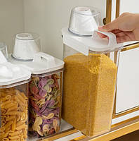 Контейнер 2,3л з кришкою з дозатором для зберігання сипучих продуктів, порошку, корму Диспенсер для круп Ємність для кухні